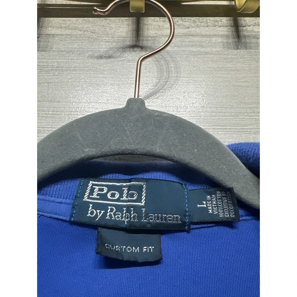 Polo Ralph Lauren Polo Shirt Mens Large Blue Custom Fit Short Sleeve EUC